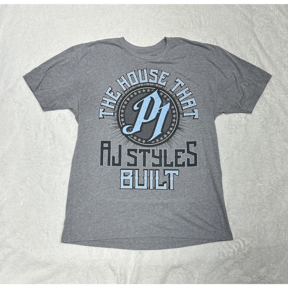 AJ Styles WWE The House That AJ Built Wrestling T-Shirt Gray Men's Size XL - Picture 1 of 7